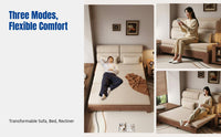 Hardwood Sofa Bed, Modern Minimalist, Transformable, Multi-Functional, Adjustable, Space-Saving Furniture