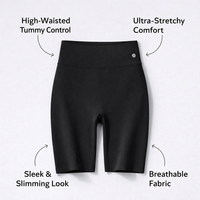 Elastic High Waist Cycling Shorts for Women with Compression for Gym and Running, Lightweight Nylon Biker