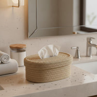 Cotton Rope Tissue Holder Handmade Desktop Organizer Japanese Design