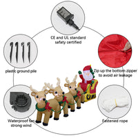 Christmas Inflatable Santa Claus with Three Reindeer Pulling Sled with Christmas Tree Outdoor Yard Decoration, US Plug