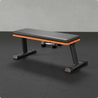 Folding Workout Bench Orange Trim Foldable Flat Bench Black Metal Frame