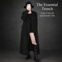 Womens Coat Double Breasted Long Overcoat for Autumn Winter Wear, Extra Tailored Trench Design with High Temperature Shaping