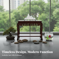 Wooden Display Pedestal Multi-Purpose Carved Rectangular Pedestal Traditional design Oriental Design for Entryway, surface Decor