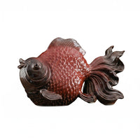 Koi Ornament Glossy Glaze Carp Statue Flowing Tail
