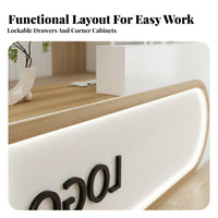 Modern LED Reception Desk Stylish and Functional Company Reception Table Easy Assembly Retail Cashier Stand for Business Owners, Lobby