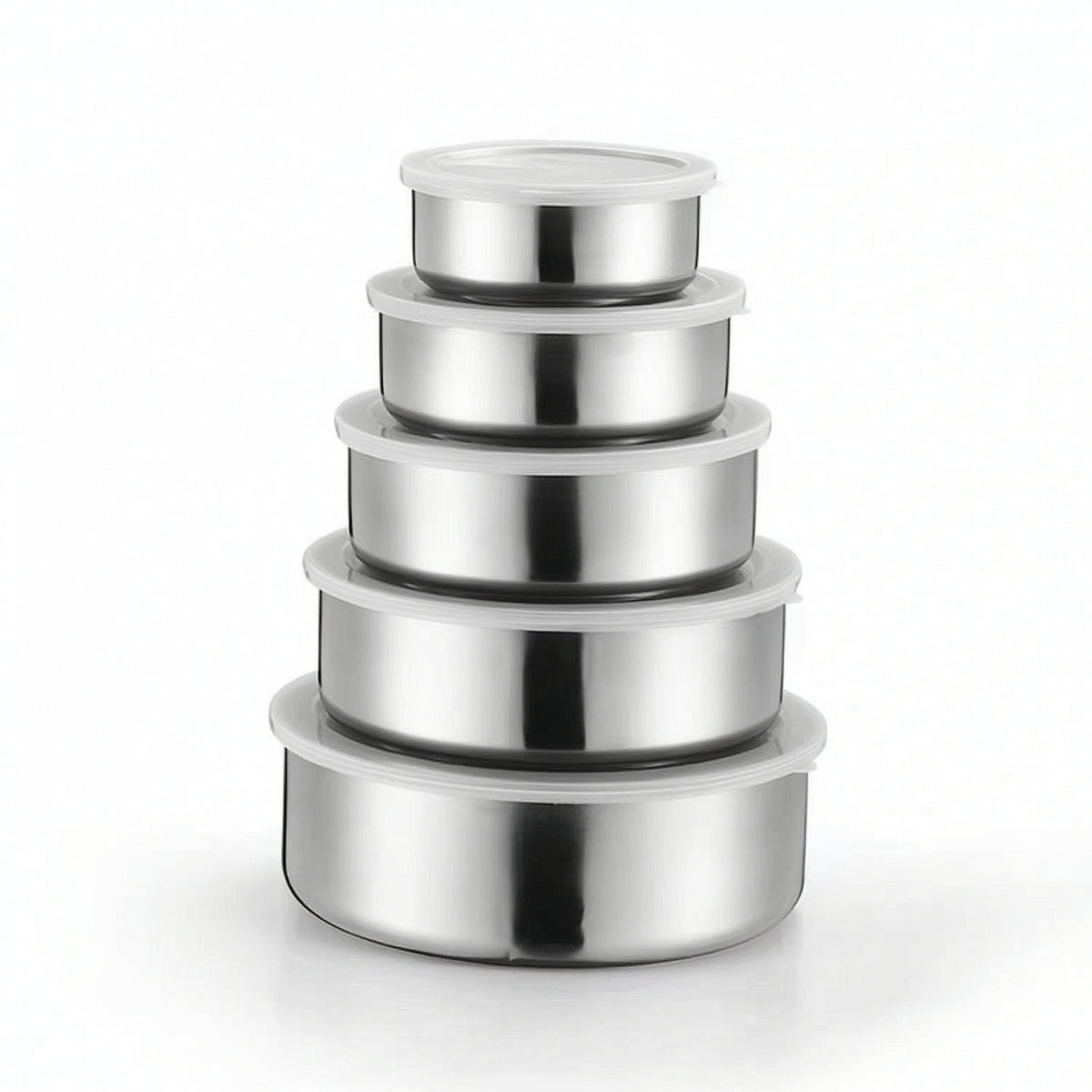 5 Pieces Nesting Food Containers with Lids Nested for Leftovers