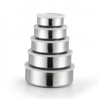 5 Pieces Nesting Food Containers with Lids Nested for Leftovers