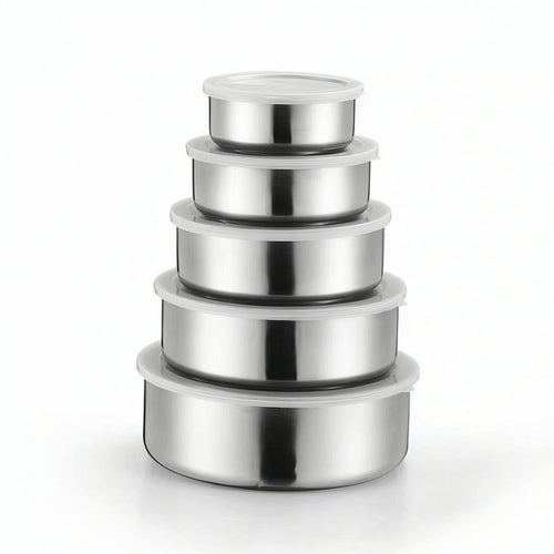 5 Pieces Nesting Food Containers with Lids Nested for Leftovers
