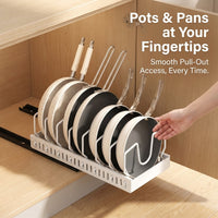 Kitchen Cabinet Pantry Pan Rack for Space Saving Storage, Carbon Steel Organizer for Chefs
