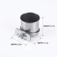 Bird Feeder Cup, Stainless Steel Single Bowl with Rolled Edge, Hanging Feeding Dish for Parrot Budgie Cockatiel, Steel Bowl Case