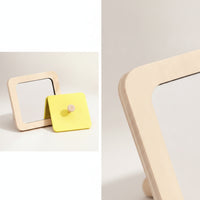 Sensory Wooden Mirror with Knob Interactive Montessori Mirror Toy Child-Friendly for Baby