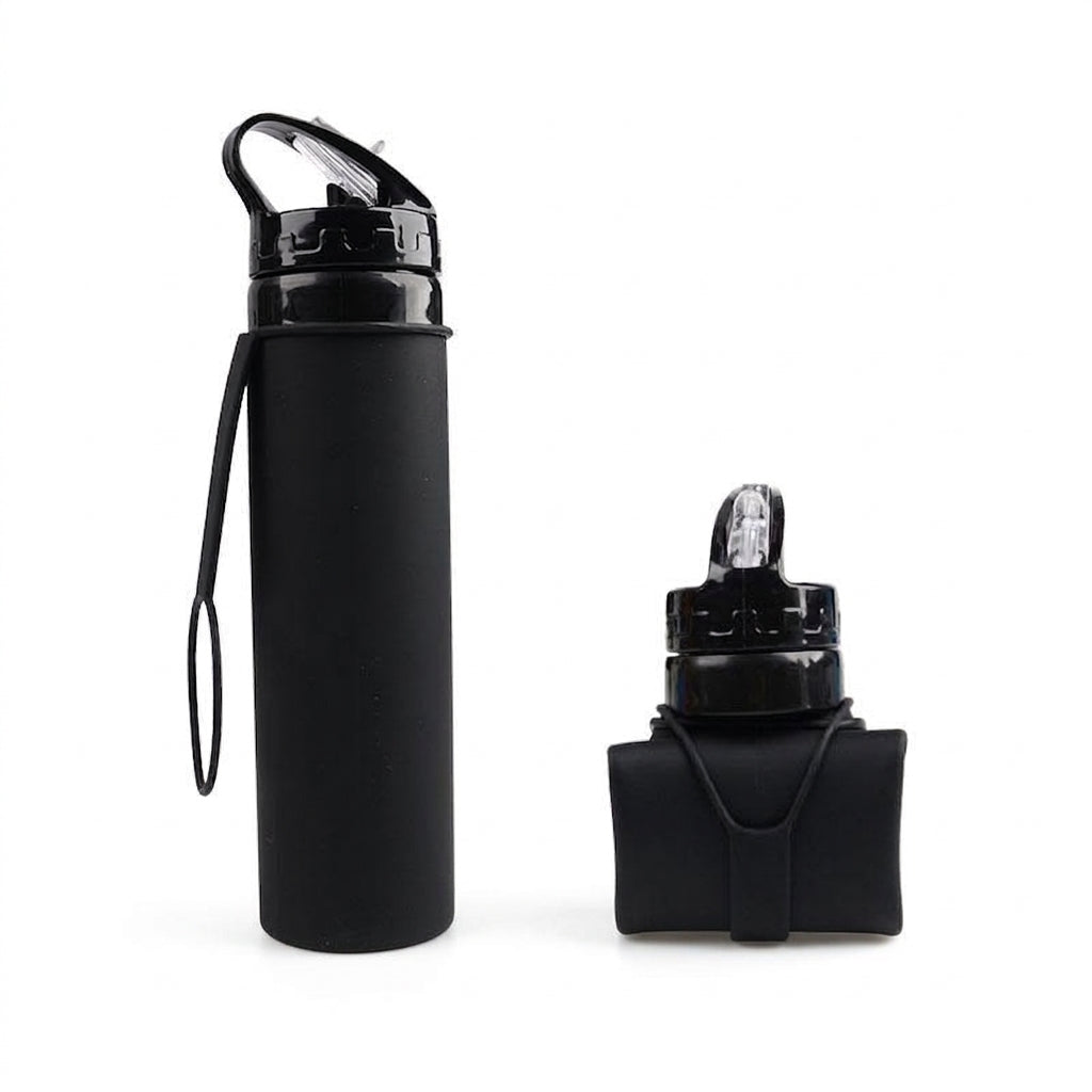 Foldable Silicone Water Bottle for Outdoor Activities, Portable Blue Drinking Bottle, Drop Resistant Design
