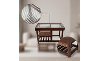 Wood-Grain Dollhouse Table with Shelves Realistic Miniature Living Room Table Decorative Furniture Compact for Photography Props