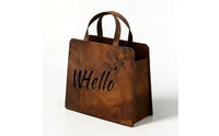 Handbag Planter with Curved Handle Rusted Handbag Planter Double-Sided Decorative Bag-Shaped Flower Pot for Fence, Entryway