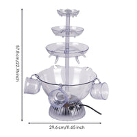 5-Cup Fountain Easy to Clean Party Wine Fountain Clear Design for Banquet