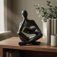 Reading Figurine Pedestal Base Book Figurine Resin for Desk