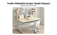 Adjustable Child's Study Table Set Ergonomic Student Study Station Writing Desk with Hutch Height Adjustable Children's Furniture Sturdy Steel Frame with Engineered Wood Suitable for Gift Giving Home Decoration Learning