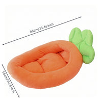 Carrot-Shaped Pet Bed Washable Cat Bed with Cooling Mat Soft Animal Lounger for Young Dogs, Kittens, Indoor, Living Room