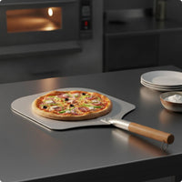 Aluminum Pizza Peel Long-Handled Pizza Paddle with Wood Handle Flat Kitchen Tool for Culinary Artists