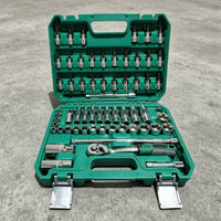 Automotive Tool Kit Chrome-Finished Car Repair Tool Set Portable Socket Wrench Kit with Case for Home Mechanics, Mechanics, Roadside Emergency, Garage