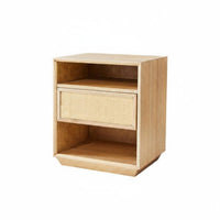 Rattan Drawer End Table sturdy Wood Nightstand Sturdy Construction for Guest Room