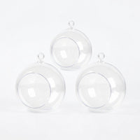 Plant Pots and Hanging Basket Set for Outdoor Plants, Pack of 2 Spherical Glass Flower Pots, Clear Air Plant Holder, Gift for Plant Lovers