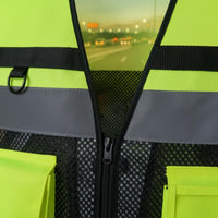 Lightweight Reflective Safety Vest Long-Lasting High Visibility Construction Vest 3D Ergonomic Fit for Road Workers, Traffic Controllers, Cyclists, Roadside, Nighttime