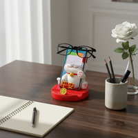 Cute Cat Resin Phone Holder & Glasses Display Stand for Desk Decor