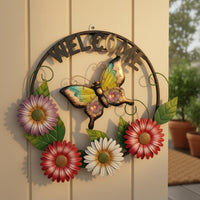 Butterfly Welcome Sign Outdoor Metal Welcome Sign Decorative for Fence