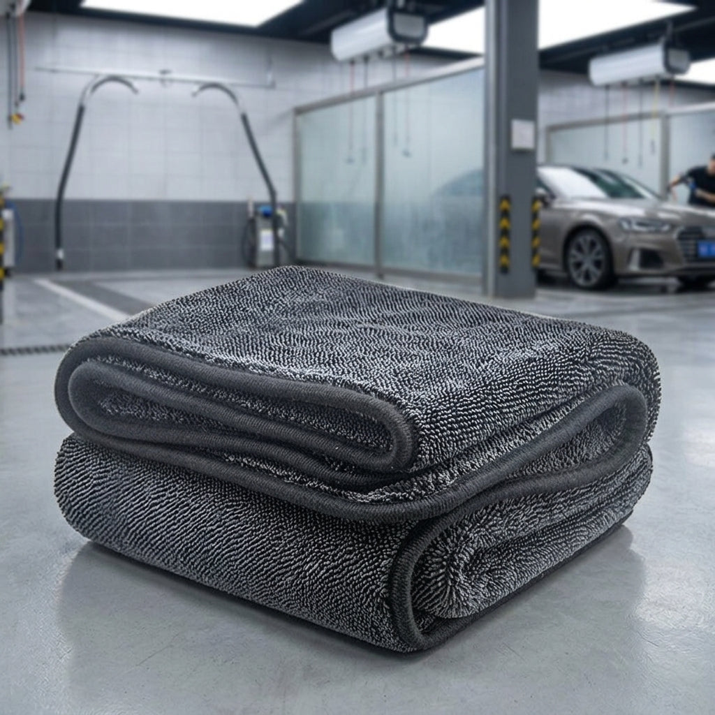 Anti Shedding Towel Car Drying Towel, 80/20 Microfiber Cloths with Braided Texture, Gray Water Absorption Cloth for Vehicle Drying