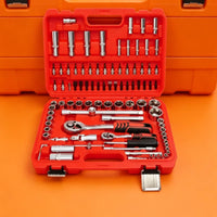 Organized Mechanics Tool Set Long-Lasting Socket and Wrench Set Heavy Duty Tool Kit with Carrying Case Rugged for Drivers, Car Repair, Garage