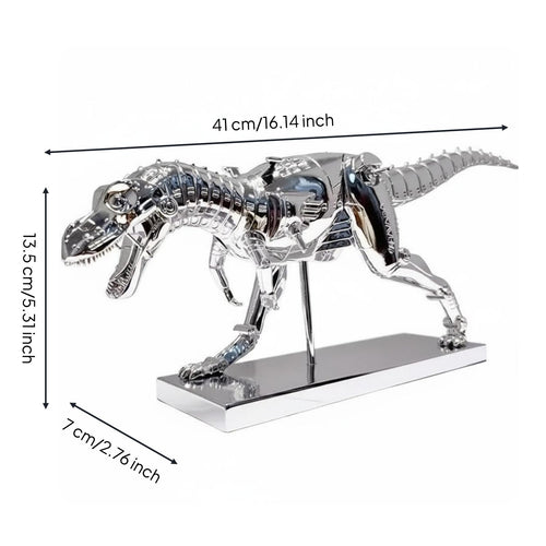 Shiny Dinosaur Sculpture Electroplated Silver Dinosaur Figurine Modern Style Animal Figurine Statue