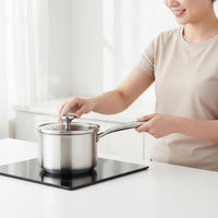 316 Stainless Steel Pot Thickened Lidded Milk Pan Induction Compatible Single Handle Pot for Infant Meals Prep