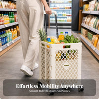 Portable Grocery Cart Telescopic Handle Rolling Grocery Carrier Lattice Side Panels