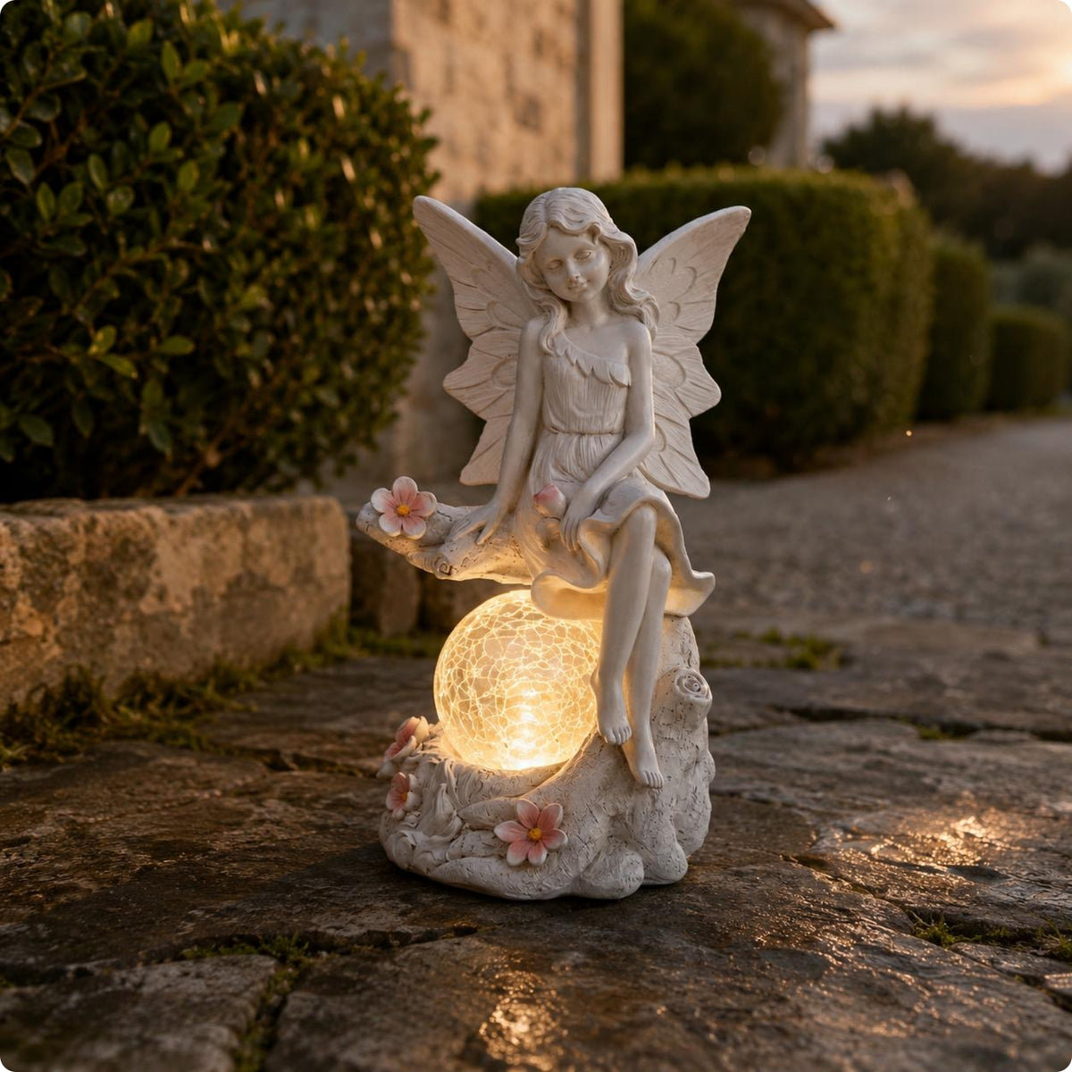 Fairy Garden Lamp Cracked-Glass-Look Solar Fairy Lamp Resin