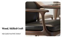 Walnut Wood Armchair Nordic Aesthetic Curved Spine Wooden Chair Italian Design Upholstered Pad for Restaurant, Home Office