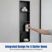 201 Stainless Steel Niche Shelf, Recessed Bathroom Cabinet, Wall Organizer, Modern Minimalist