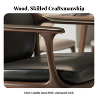 Walnut Wood Armchair Nordic Aesthetic Curved Spine Wooden Chair Italian Design Upholstered Pad for Restaurant, Home Office