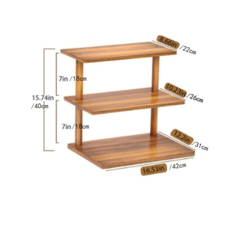 3-Tier Wooden Shelf Sturdy Tiered Display Rack Space-Saving Wooden Dessert Stand for Kitchen