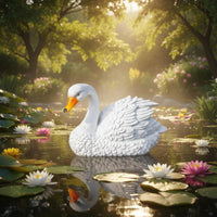 2 Pieces Floating Swan Statue Lifelike Shape Garden Ornament Weather-Resistant