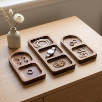 Solid Wood Jewelry Storage Tray for Necklaces, Rings, and Cosmetics - Display Organizer for Vanity and Entryway