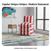 Contrast Stripe Stripe Accent Chair Stain-Resistant Fabric Striped Upholstered Armchair With Armrests Mid-Century Modernera
