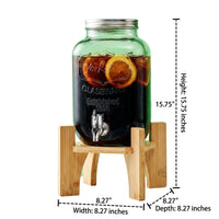 Glass Jar Drink Dispenser with Metal Stand, 5L Glass Water Container for Home Bar, Round Iced Tea Party Beverage Jug with Stainless Steel Tap