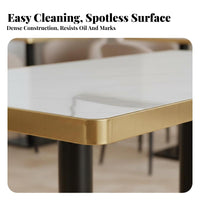 4-Seater Restaurant Table and Chairs Sintered Stone Top Commercial Furnishing sturdy Duty Easy to Clean for Canteens, Bistro