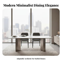 Rectangular Table with Geometric Base Italian design 6-Seater Rectangular Table Luxury Feel Dining Furniture for Apartment Dwellers, Hosts, Living Room