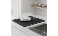 Dish Drying Mat Quick-drying Fast-draining Foldable with Hanging Hole Easy to Clean Dishwasher-safe Soft Bpa-free Silicone Self-draining Raised Ridges Eco-friendly Suitable for Kitchen Countertop Home Storage