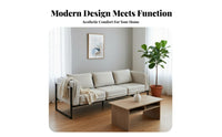 Nordic Aesthetic Upholstered 2-Seater Sofa Soft seat pads Minimalist Fabric Settee Sturdy Frame Small Couch Easy Assembly for Apartment Dwellers, Young Adults, Homeowners, Rental Home, Bedroom, Lounge Area, creamice
