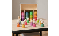Color Sorting Peg People Toy Sleek Burr-without Cost Edges Wooden Color Sorting Set Wooden Peg Doll Assembling Set
