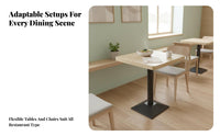 Hardwood Wood Construction Table and Seating set fashionable Design Wooden dining hall Table and Chairs Multiple Configurations Restaurant Furniture Easy Assembly for pasta Shops, Snack bar stools, Restaurants