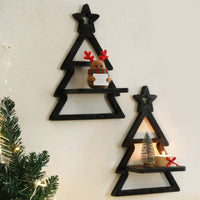 Wooden Christmas Shelf Decorative Home Decor Minimalist for Holiday Display